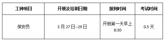 保安员培训2019年3月开班通知